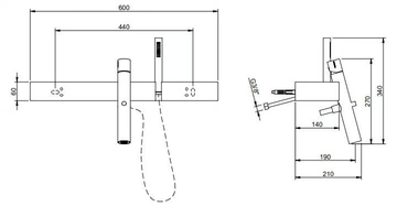 BLOK - Single handle bathtub mixer with hand shower by Rubinetterie Treemme - view 3